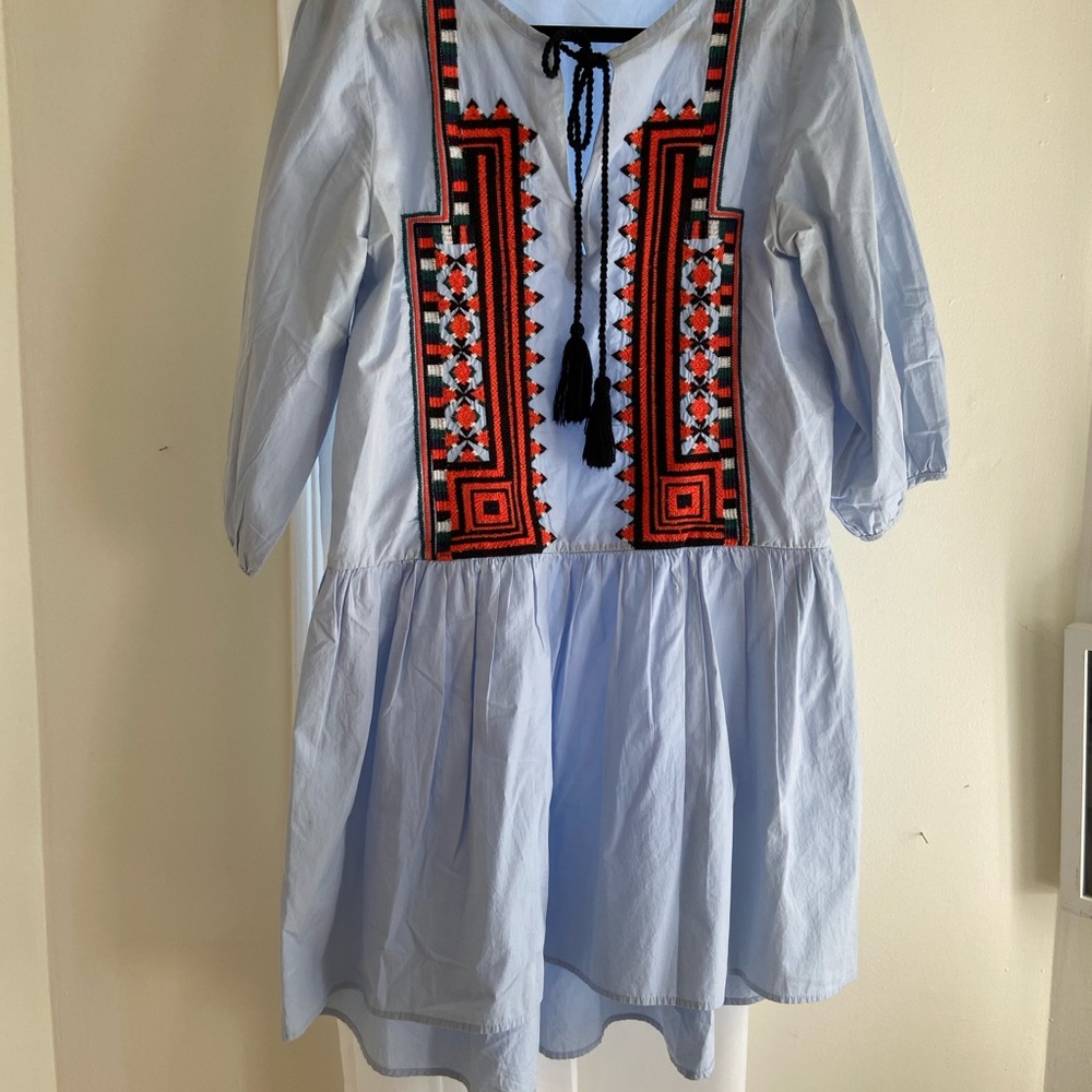 H&M blue Embroidered Dress